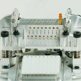 Close up of interior manifold design for DNA sampler